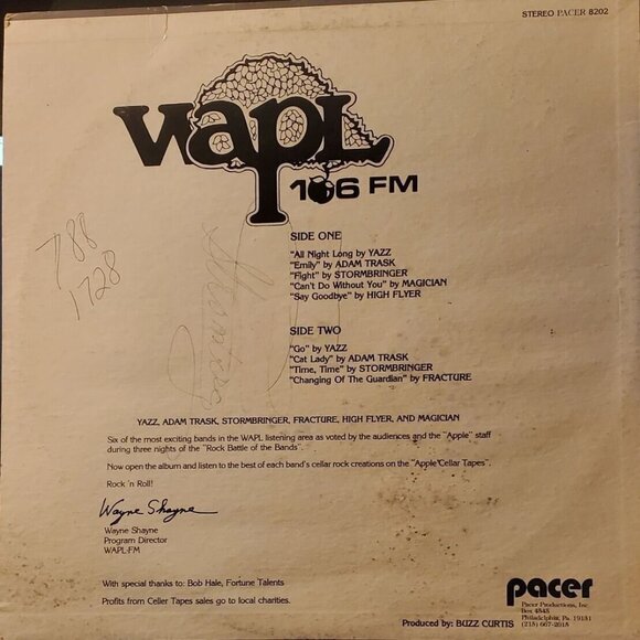 Vintage 1982 Apple Cellar Tapes WAPL 106FM Pacer 8202 LP Vinyl - Picture 2 of 4
